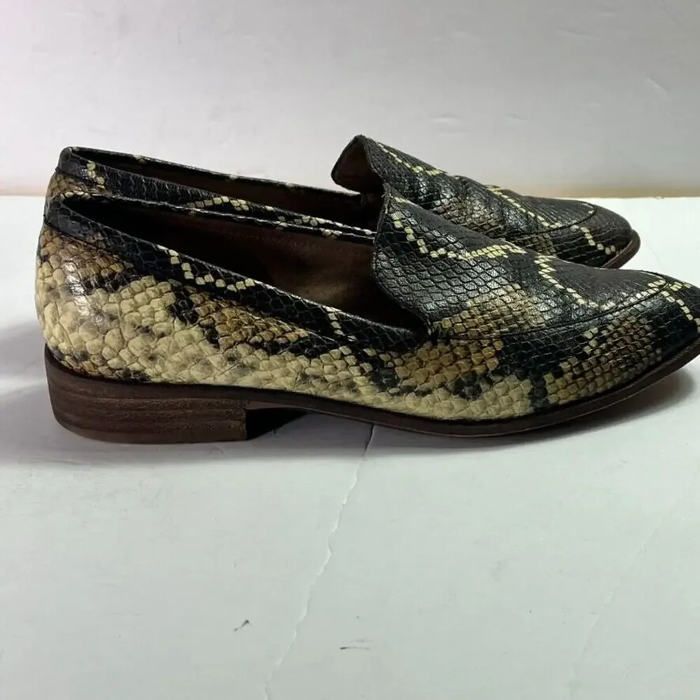 Madewell Shoes Womens 9 Brown Frances Loafer in Snake Print Embossed Leather